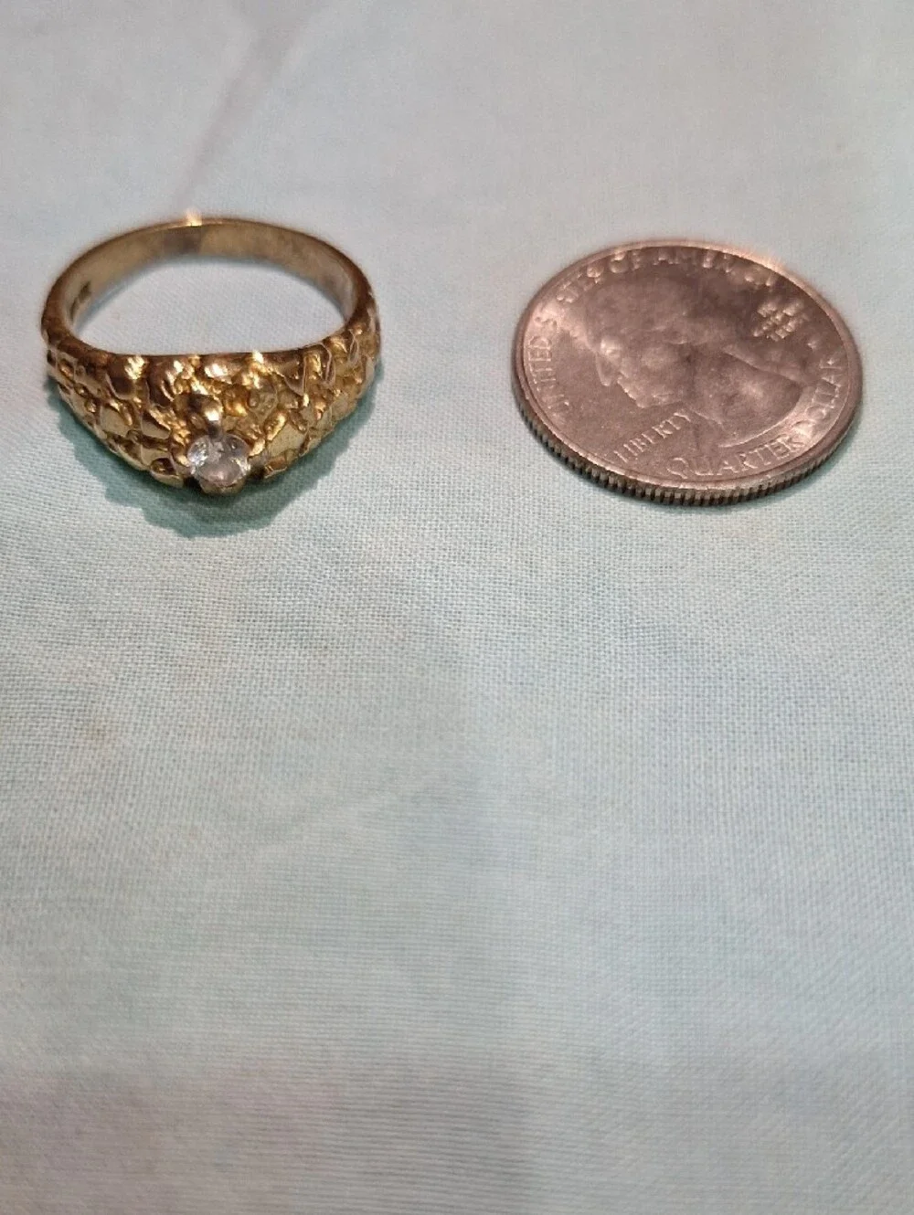 Gold Nugget Diamond Accent Womens Ring